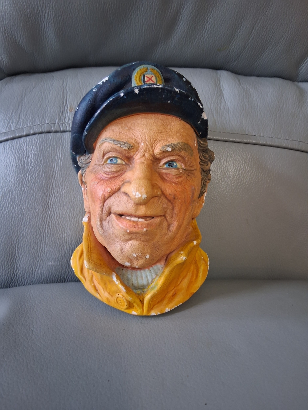 Vintage Hand Painted "The Skipper" Chalkware Head Wall Plaque